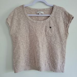 LOFT Minimalist Neutral Linen Blend Short Sleeve Pullover Oatmeal‎ Top M
